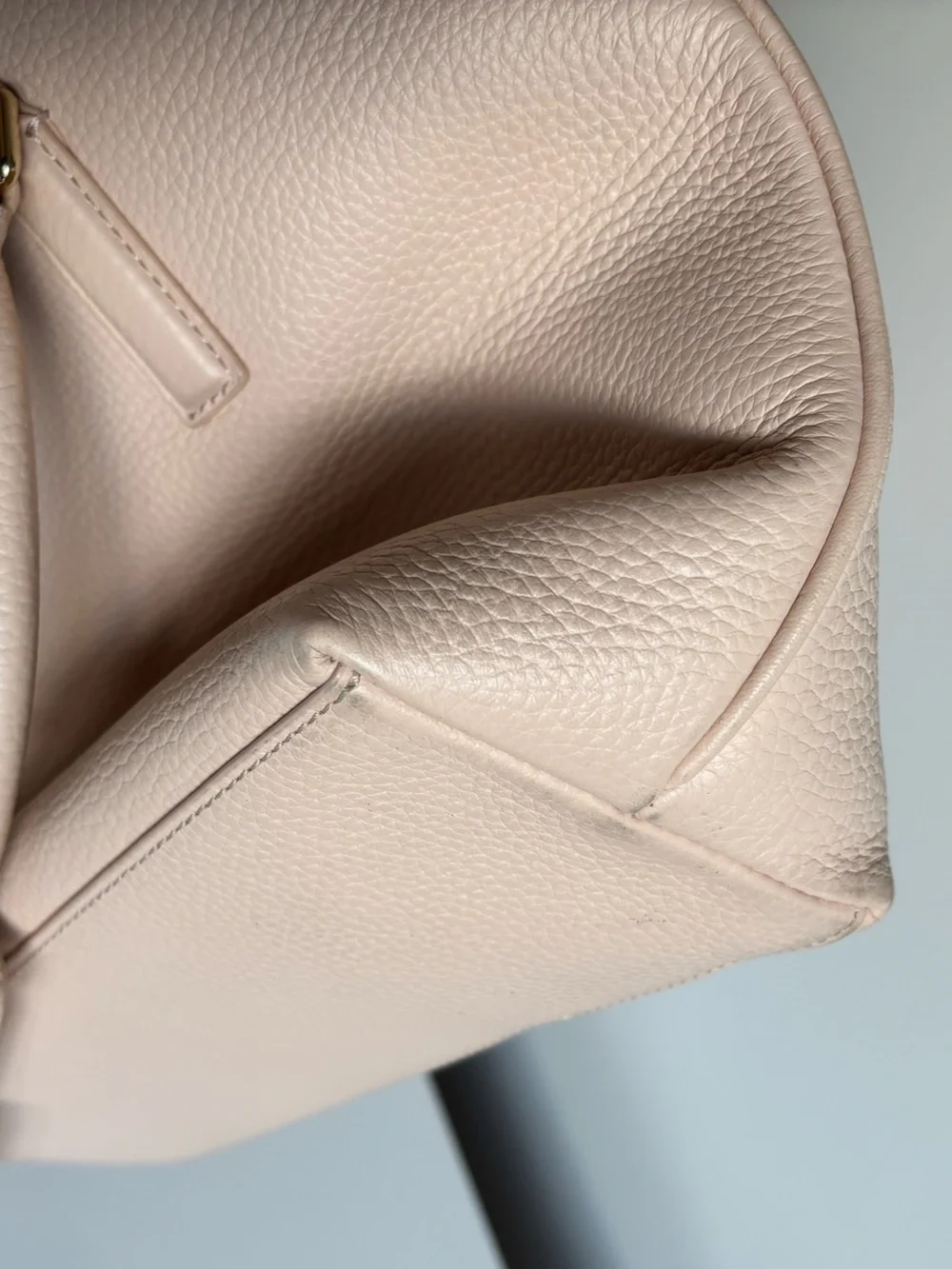 Tory Burch Blush Leather Mules with Gold Zipper Detail
